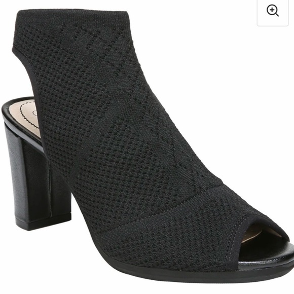 Life Stride Shoes - Life Stride Black Knit Peep-Toe Block Heel Bootie